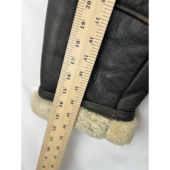 VTG Runway XL Gen. Shearling Leather Jacket Pure Wool Lining Aviator Bomber Coat - Picture 4 of 16